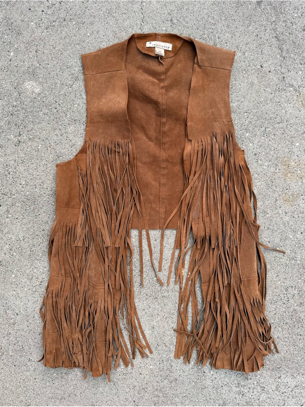 Twentyone Brown Geniune Suede Fringe Vest